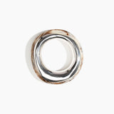 Dinosaur Designs LBRCKDUOMED Medium Rock Duo Bangle SILVER CAPPUCCINO