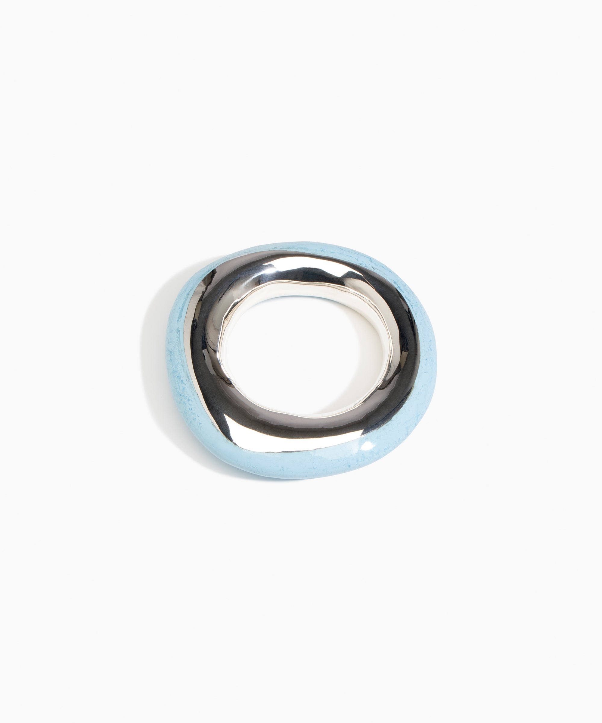 Dinosaur Designs LBRCKDUOMED Medium Rock Duo Bangle SILVER POOL