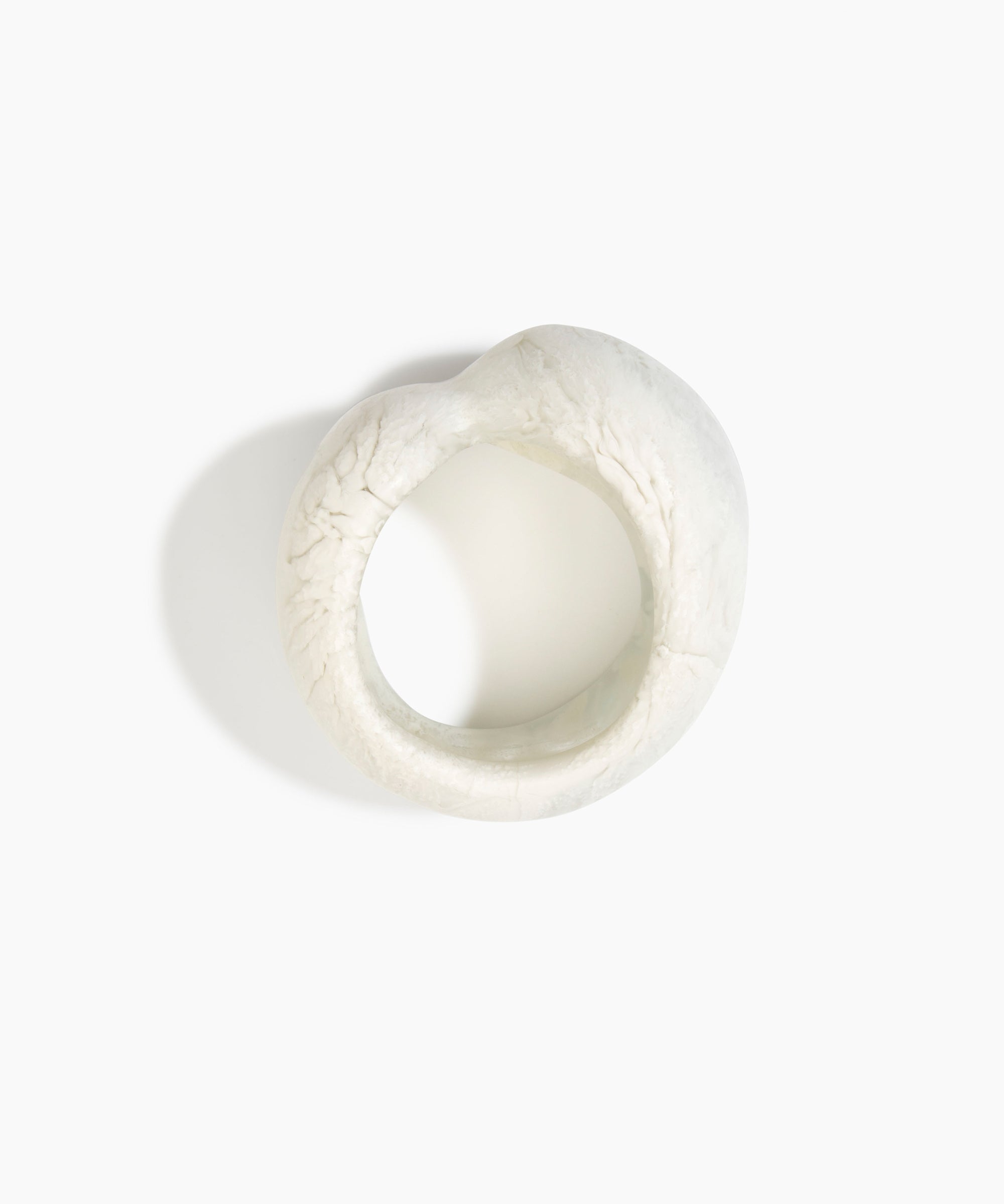 Dinosaur Designs Bold Sprout Bangle in Chalk Swirl — handcrafted marbled off-white resin bangle with oversized chunky form