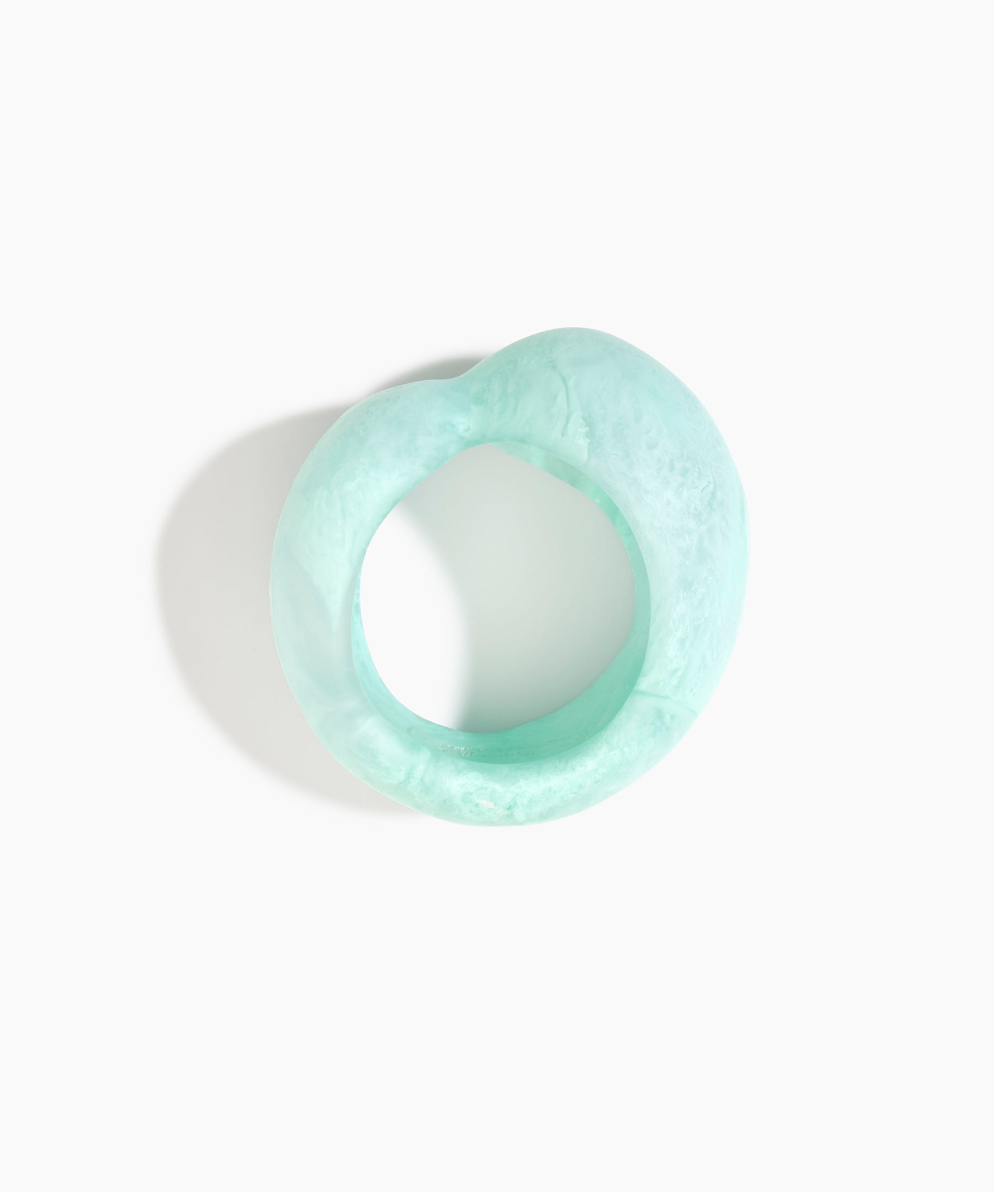 Dinosaur Designs Bold Sprout Bangle in Mint — handcrafted marbled mint blue resin bangle with oversized chunky form