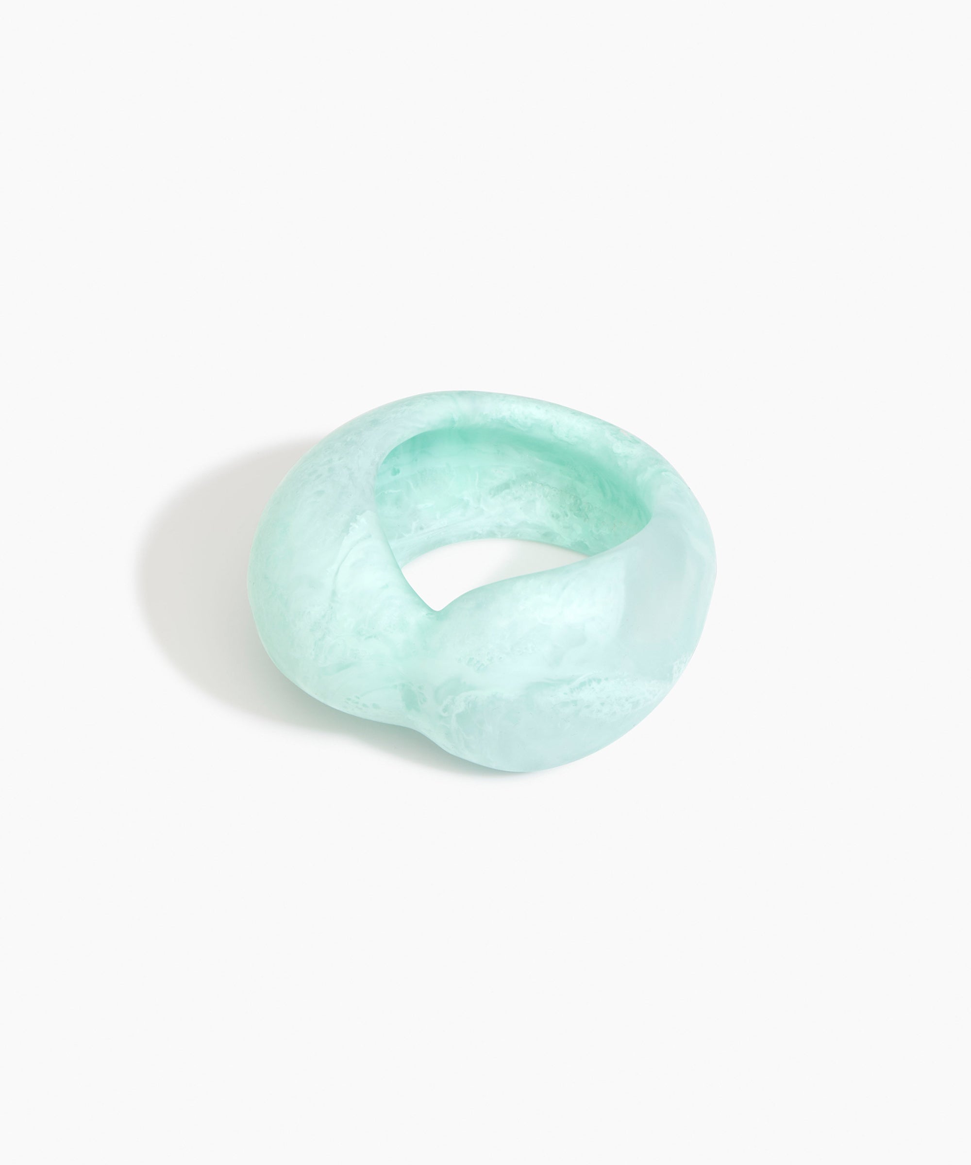 Dinosaur Designs Bold Sprout Bangle in Mint — handcrafted marbled mint blue resin bangle with oversized chunky form