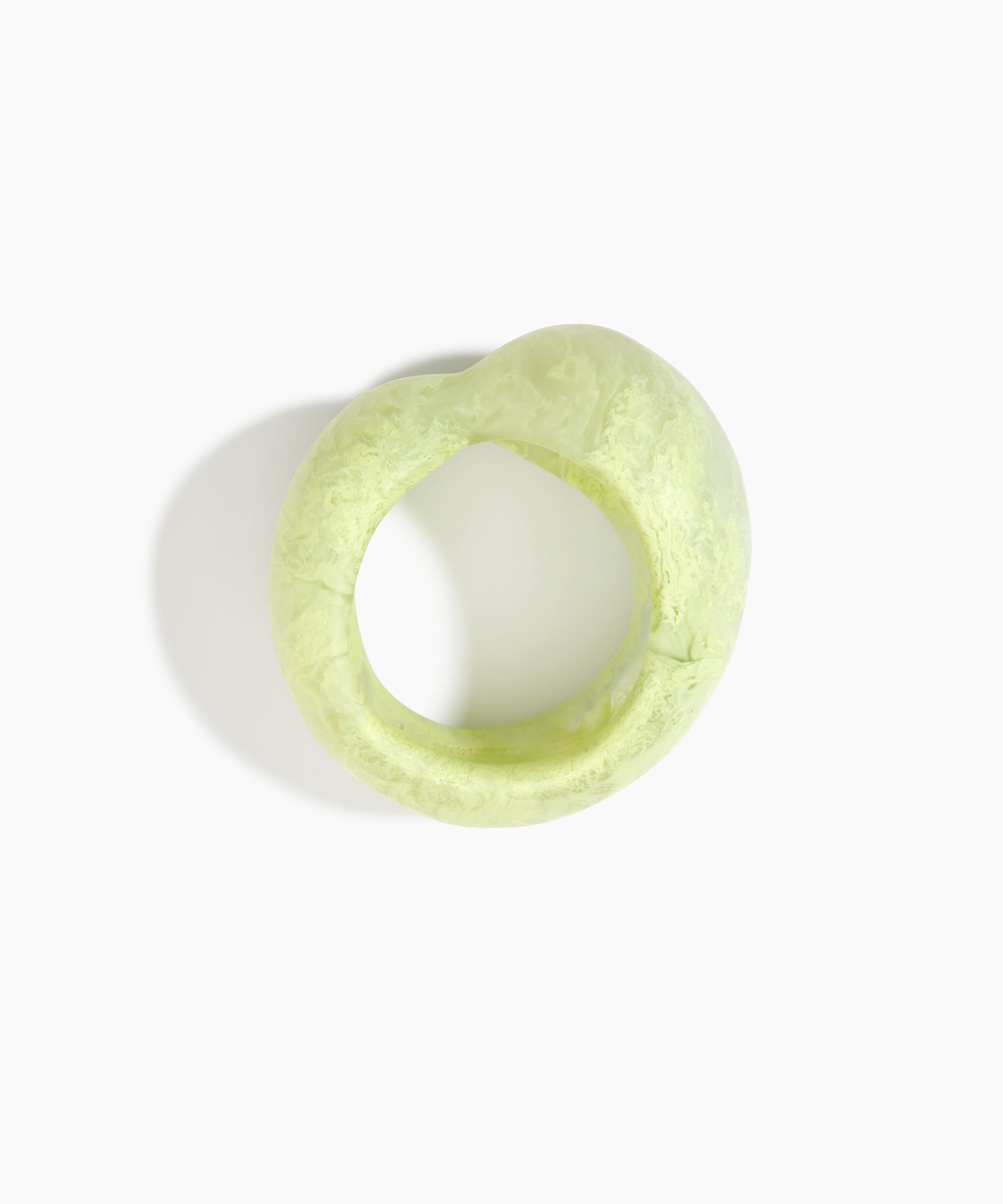 Dinosaur Designs Bold Sprout Bangle in Pistachio — handcrafted marbled pastel green resin bangle with oversized chunky form