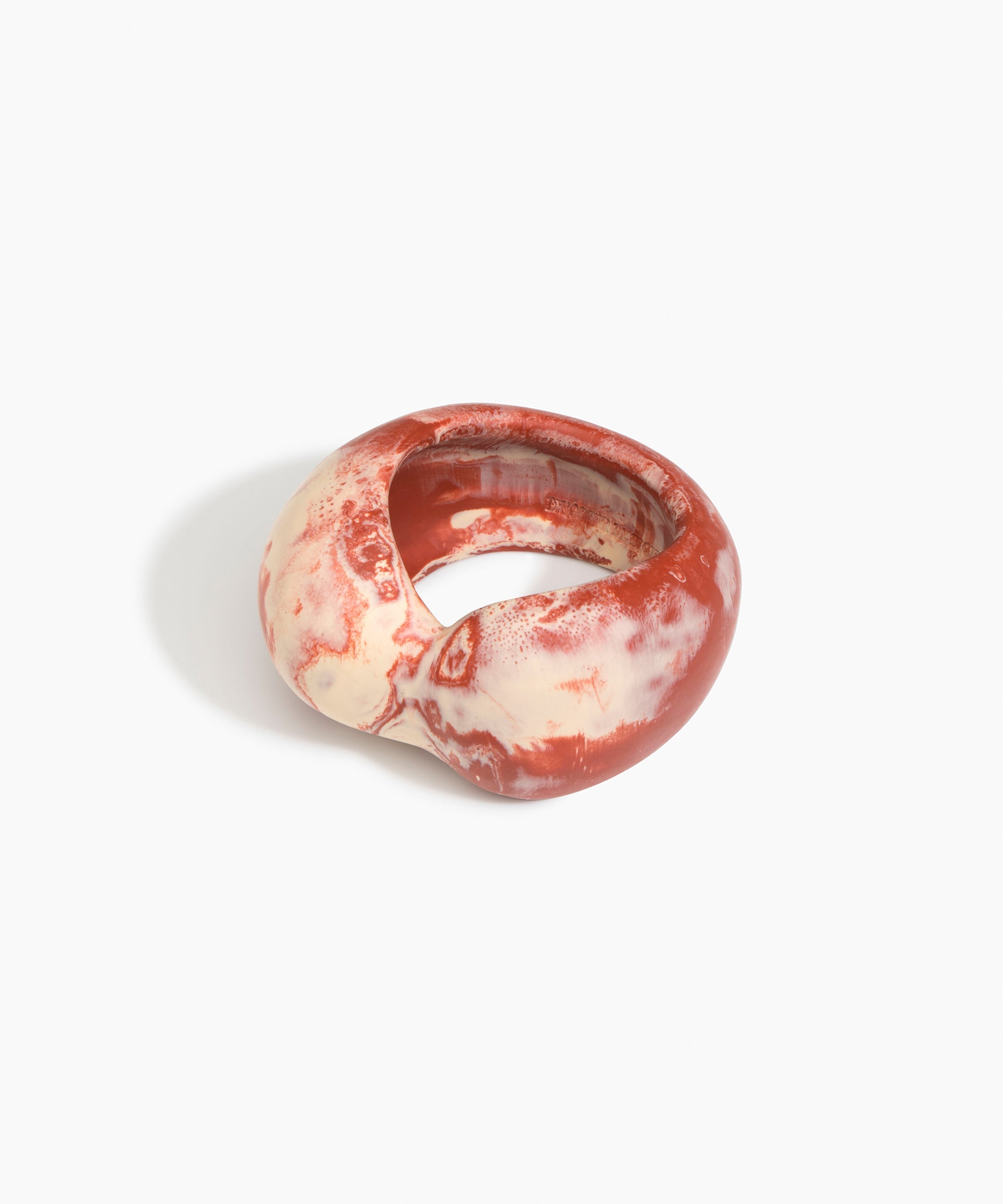 Dinosaur Designs Bold Sprout Bangle in Rust — handcrafted marbled brown-red and cream resin bangle with oversized chunky form
