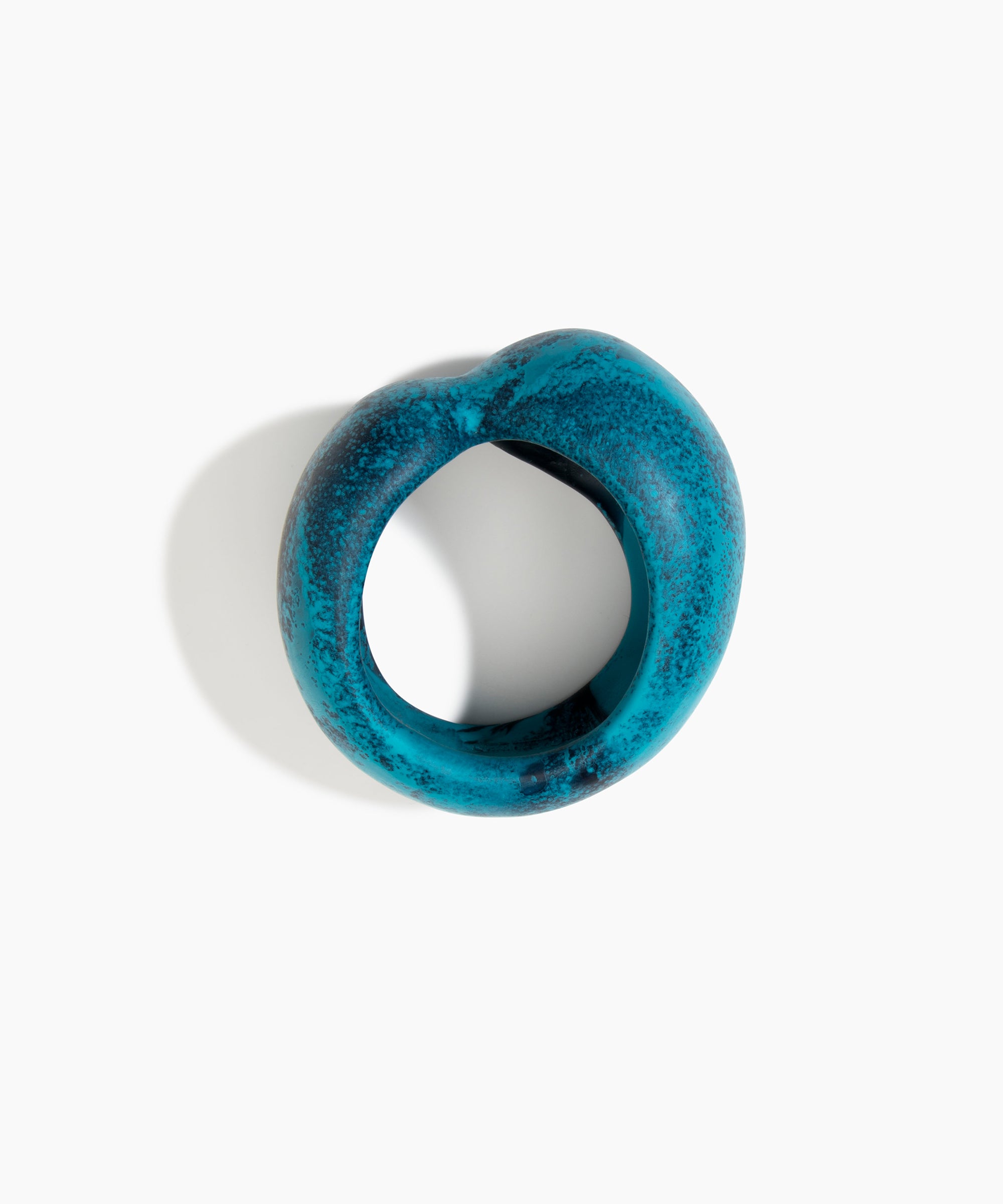 Dinosaur Designs Bold Sprout Bangle in Turquoise — handcrafted marbled teal blue resin bangle with oversized chunky form