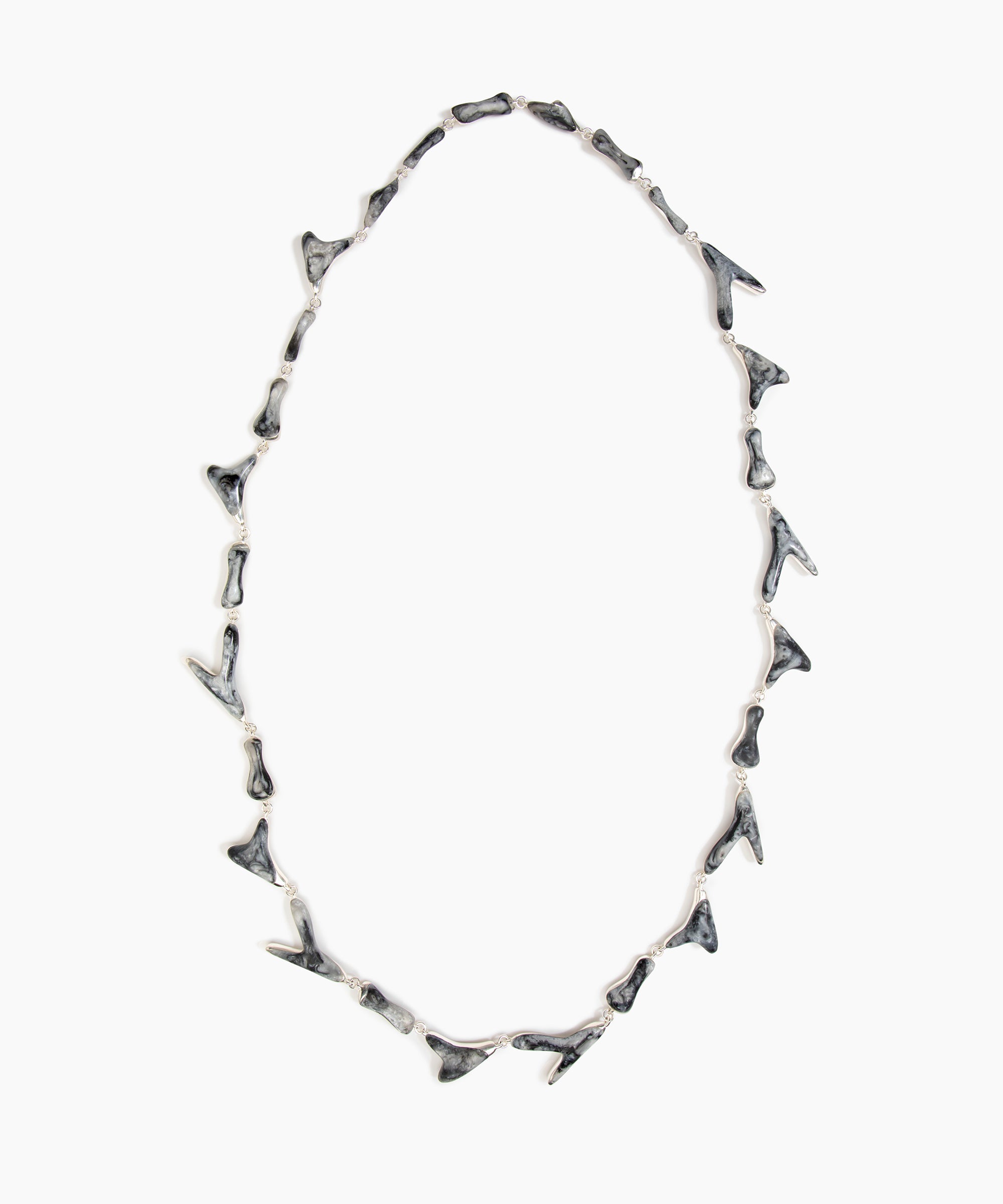 Dinosaur Designs Long Bones Necklace in Slate Colour resin with Silver-Plated Brass Material.