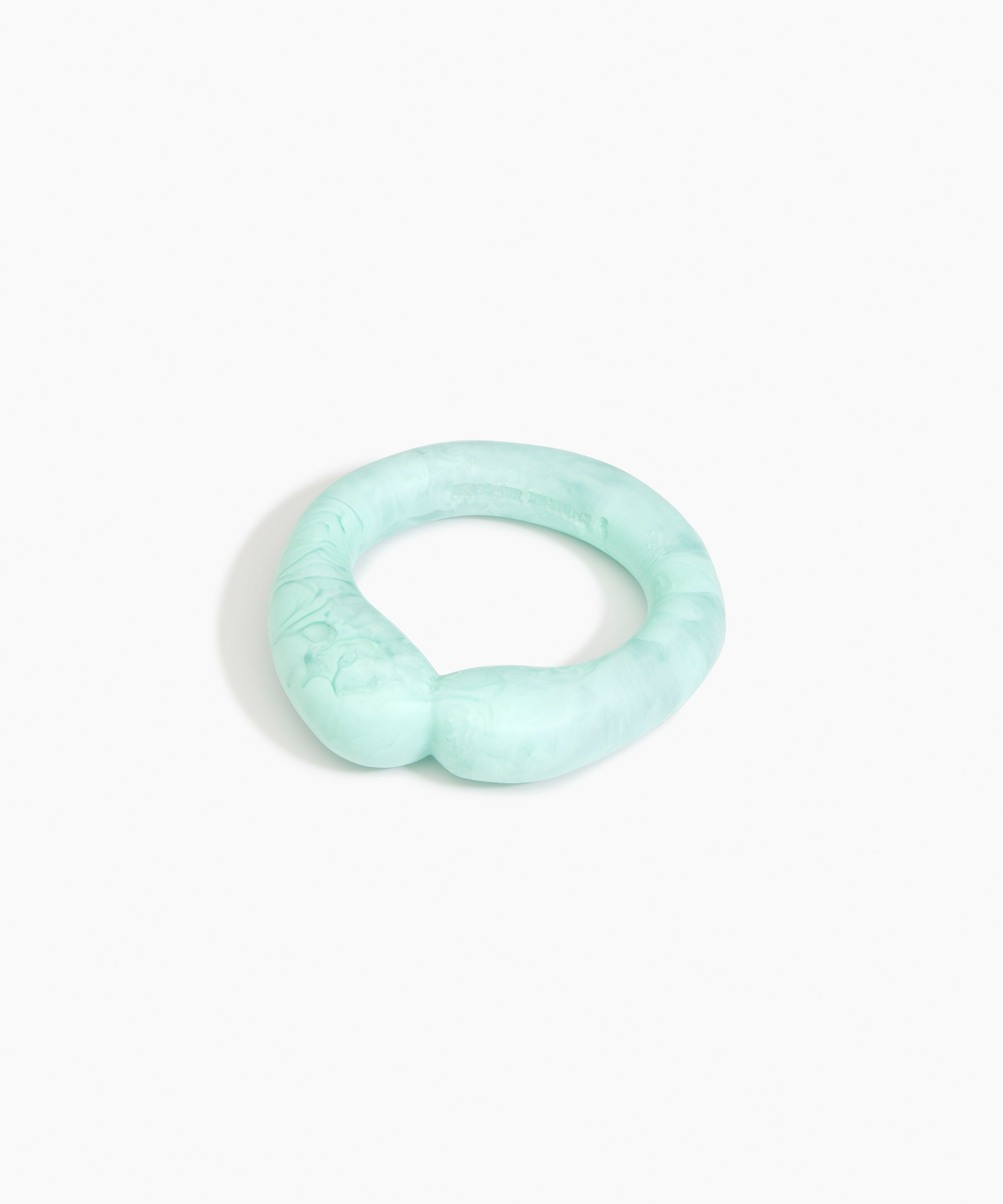 Dinosaur Designs Large Sprout Bangle in Mint — handcrafted marbled mint blue resin bangle with chunky rounded form