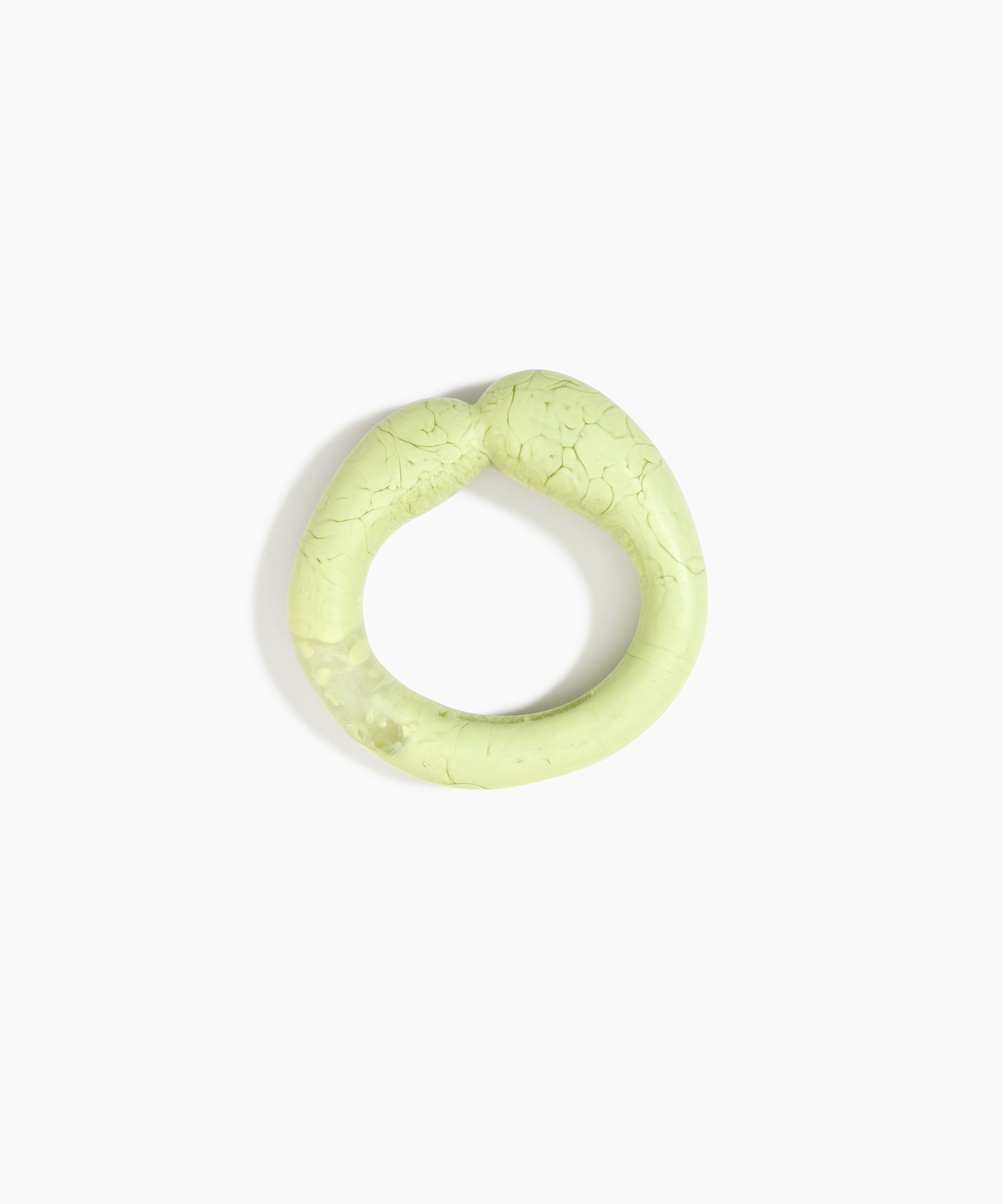 Dinosaur Designs Large Sprout Bangle in Pistachio — handcrafted marbled pastel green resin bangle with chunky rounded form