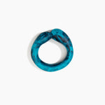 Dinosaur Designs Large Sprout Bangle in Turquoise — handcrafted marbled teal blue resin bangle with chunky rounded form
