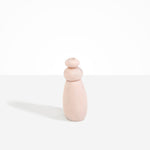 Dinosaur Designs Tall Pepper Boulder Grinder in Rose Swirl — handcrafted marbled dusty pink resin pepper grinder with elongated teardrop body and stacked pebble lid