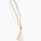 Dinosaur Designs Long Flower Bag Charm in Rose Swirl colour with Brass bead — handcrafted marbled dusty pink resin bell-shaped flower bag charm with tan leather hanging loop and brass bead
