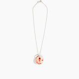 Dinosaur Designs Medium Splash Chain Pendant in Strawberry Colour resin with 925 Sterling Silver Material..