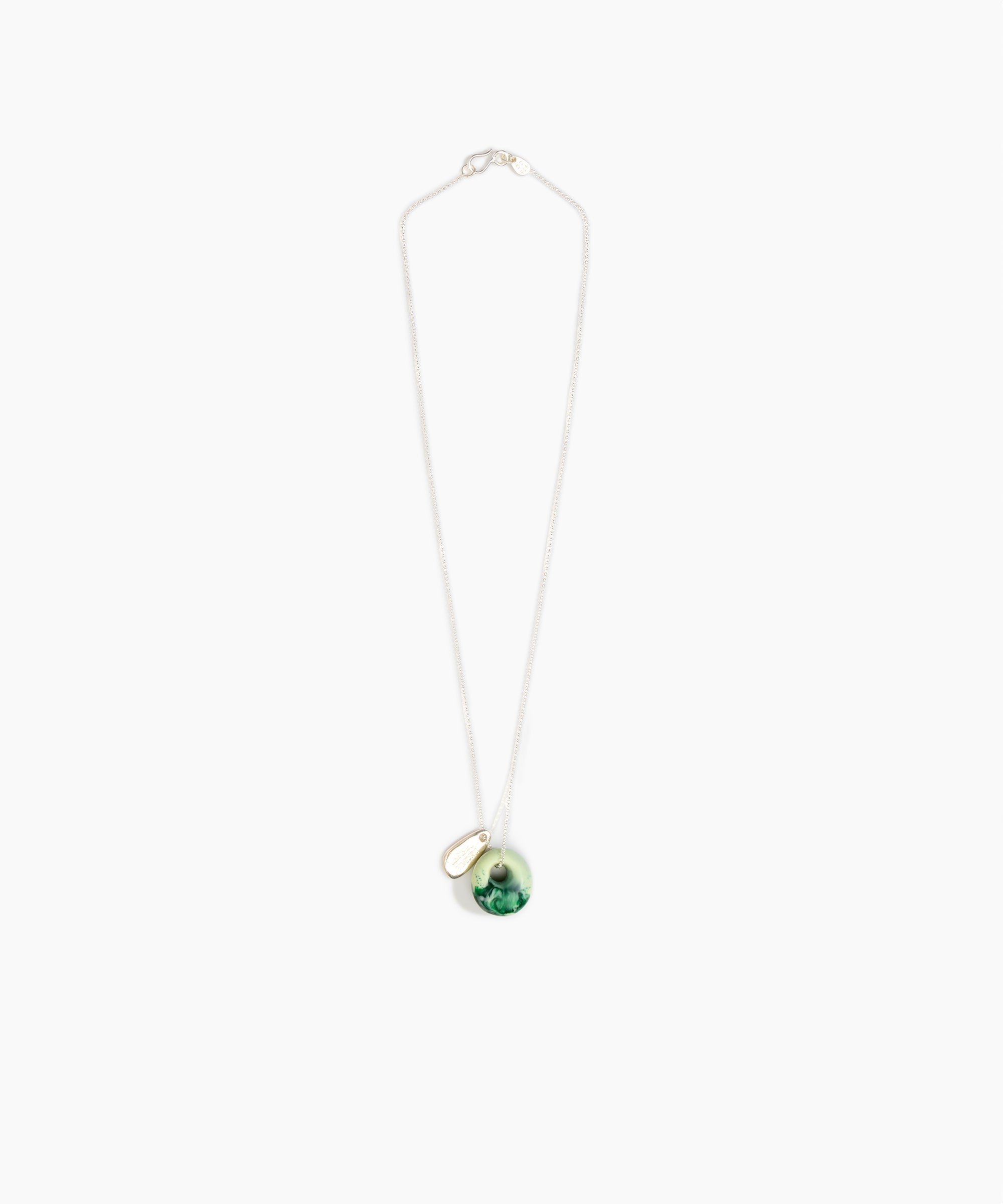 Dinosaur Designs Small Splash Chain Pendant in Grass Colour resin with 925 Sterling Silver Material