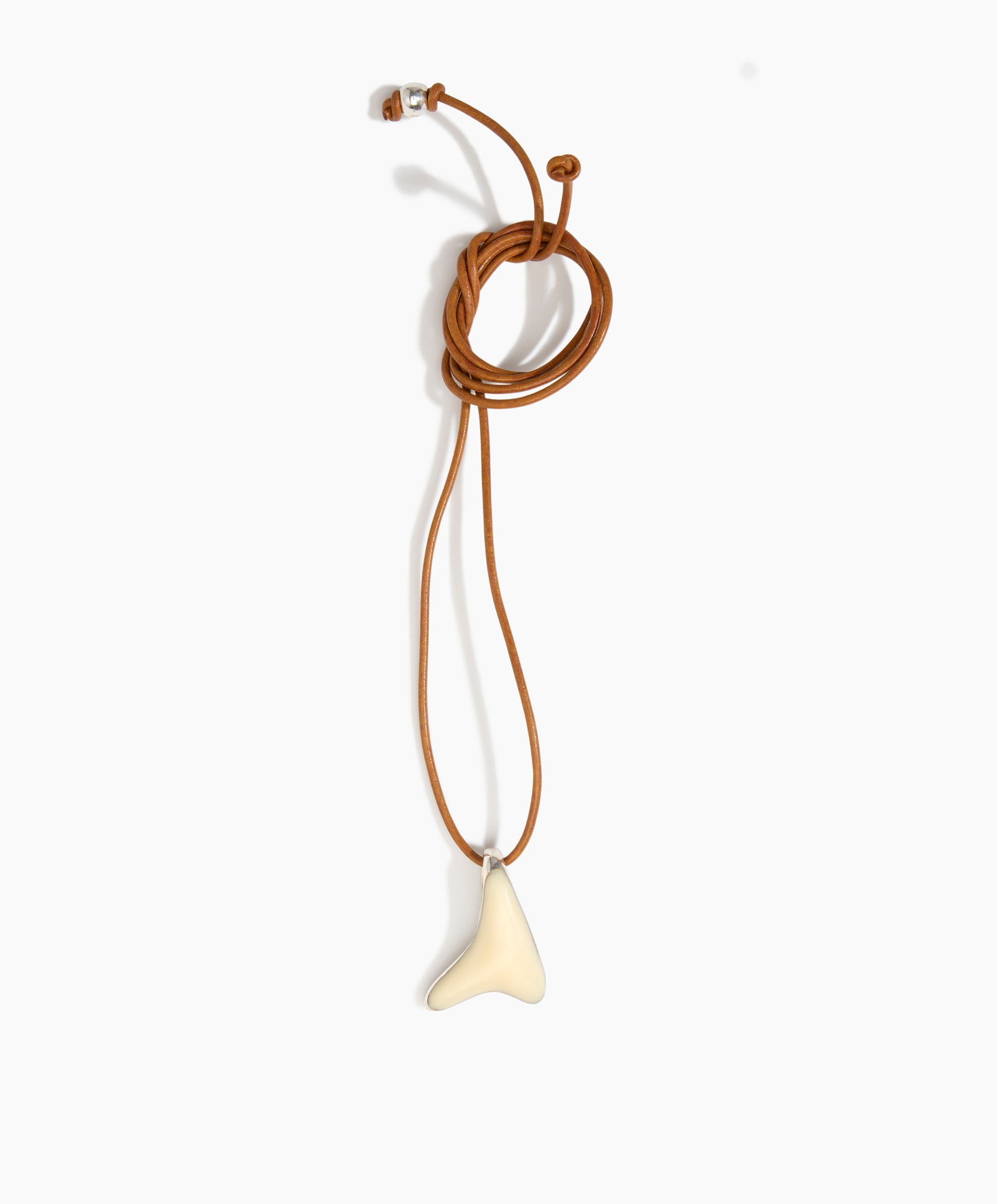 Dinosaur Designs Wishbone Pendant in Cream Colour resin with Silver-Plated Brass Material