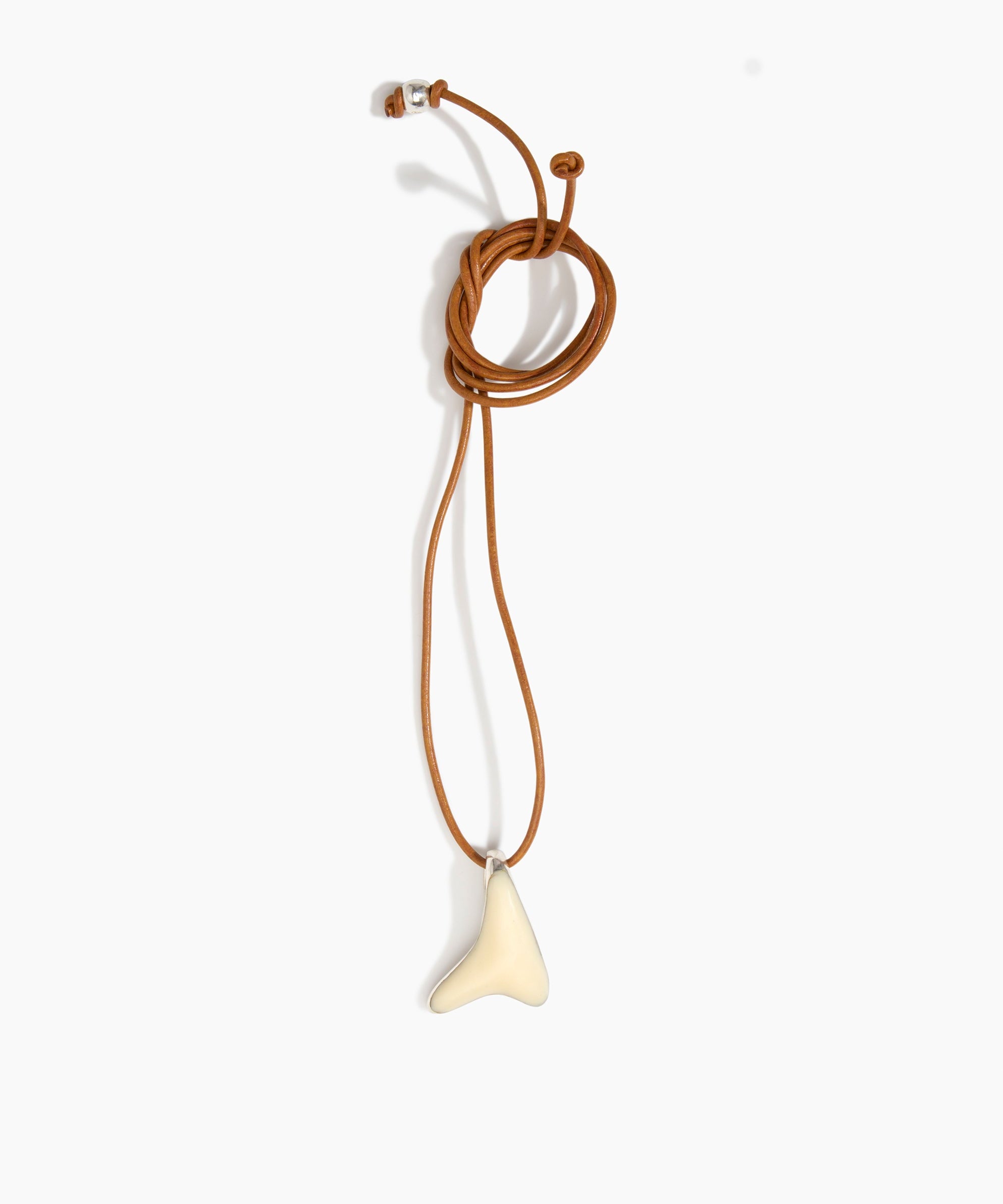 Dinosaur Designs Wishbone Pendant in Cream Colour resin with Silver-Plated Brass Material.