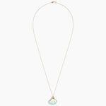 Dinosaur Designs Polished Lotus Chain Pendant in Mint with Gold-Fill hardware — marbled mint blue resin half-crescent pendant on a fine gold-fill chain with clasp
