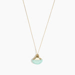 Dinosaur Designs Polished Lotus Chain Pendant in Mint with Gold-Fill hardware — marbled mint blue resin half-crescent pendant on a fine gold-fill chain with clasp