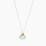 Dinosaur Designs Polished Lotus Chain Pendant in Mint with Gold-Fill hardware — marbled mint blue resin half-crescent pendant on a fine gold-fill chain with clasp