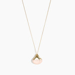Dinosaur Designs Polished Lotus Chain Pendant in Rose Swirl with Gold-Fill hardware — marbled dusty pink resin half-crescent pendant on a fine gold-fill chain with clasp
