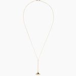 Dinosaur Designs Long Polished Lotus Chain Pendant in Chalk Swirl with Gold-Fill hardware — marbled off-white resin half-dome pendant with elongated polished gold-fill tapered stem on a fine gold-fill chain