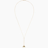 Dinosaur Designs Long Polished Lotus Chain Pendant in Chalk Swirl with Gold-Fill hardware — marbled off-white resin half-dome pendant with elongated polished gold-fill tapered stem on a fine gold-fill chain
