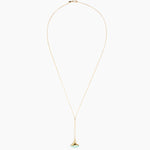 Dinosaur Designs Long Polished Lotus Chain Pendant in Mint with Gold-Fill hardware — marbled mint blue resin half-dome pendant with elongated polished gold-fill tapered stem on a fine gold-fill chain