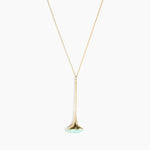 Dinosaur Designs Long Polished Lotus Chain Pendant in Mint with Gold-Fill hardware — marbled mint blue resin half-dome pendant with elongated polished gold-fill tapered stem on a fine gold-fill chain