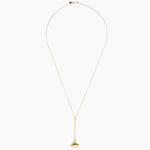 Dinosaur Designs Long Polished Lotus Chain Pendant in Rose Swirl with Gold-Fill hardware — marbled dusty pink resin half-dome pendant with elongated polished gold-fill tapered stem on a fine gold-fill chain