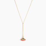 Dinosaur Designs Long Polished Lotus Chain Pendant in Rust with Gold-Fill hardware — marbled brown-red and cream resin half-dome pendant with elongated polished gold-fill tapered stem on a fine gold-fill chain