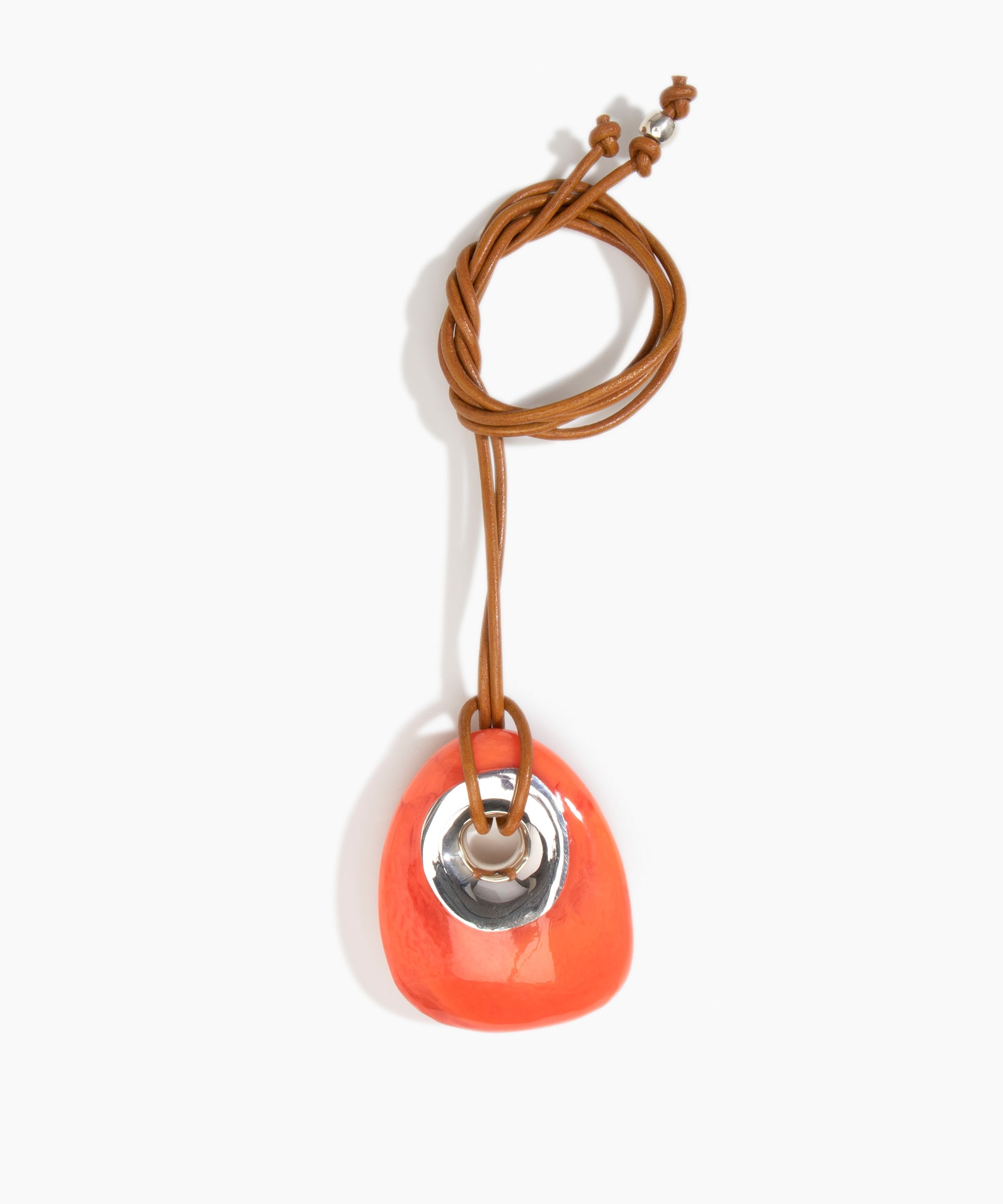 Dinosaur Designs PNRCKLEAL Large Rock Pendant Leather LYCHEE