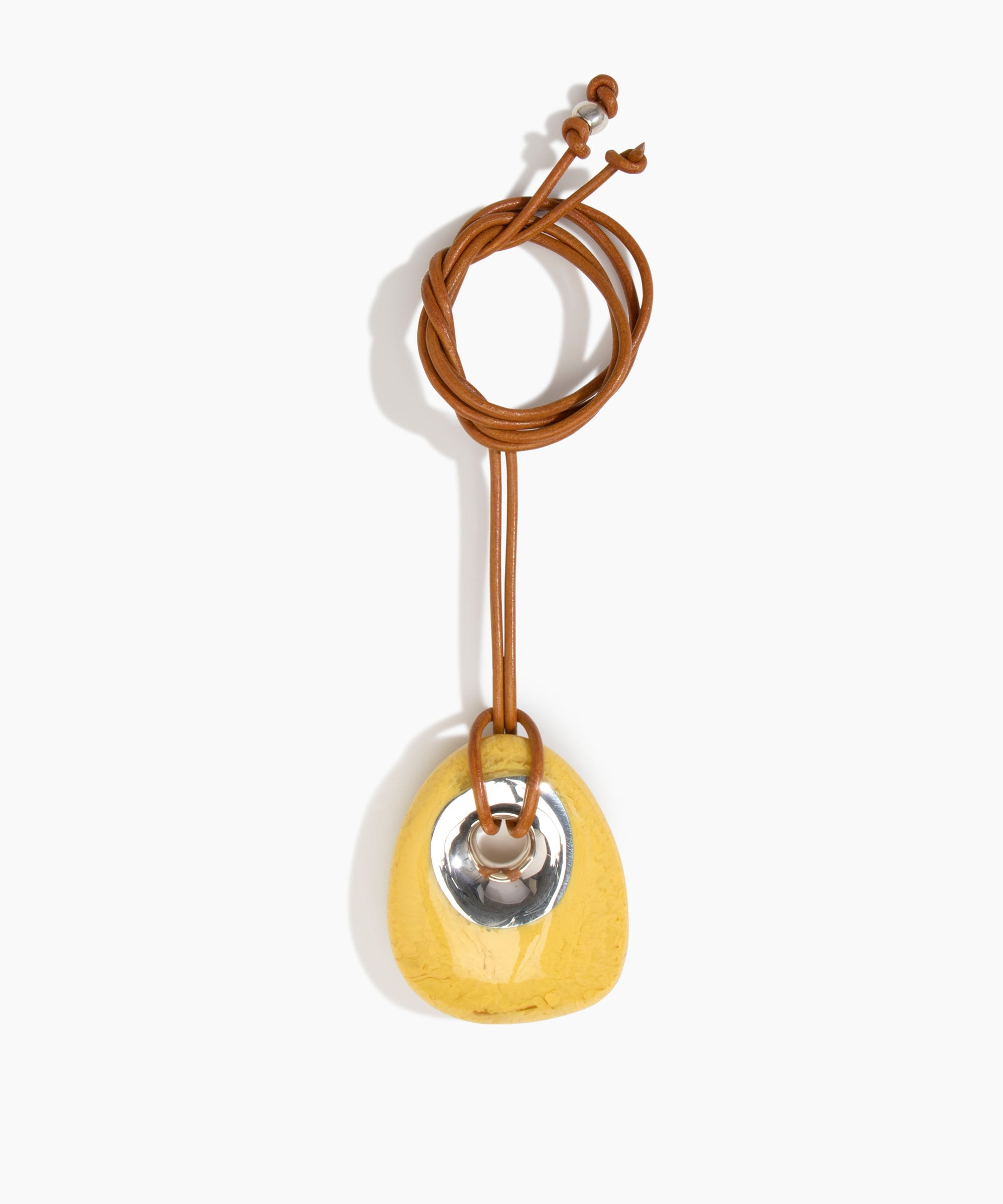 Dinosaur Designs PNRCKLEAL Large Rock Pendant Leather POLLEN