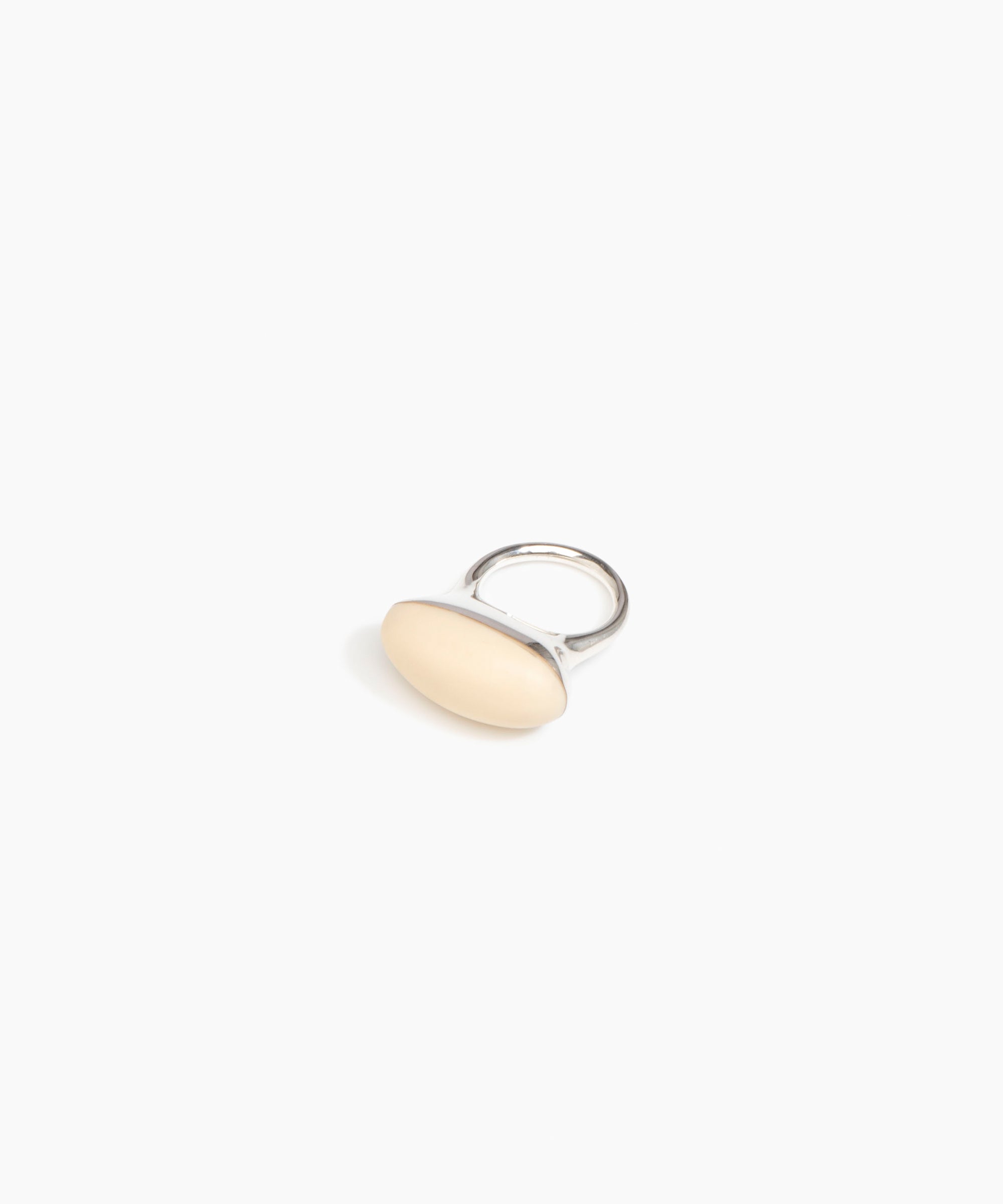 Dinosaur Designs Long Watercolour Ring in Cream Colour resin with 925 Sterling Silver Material