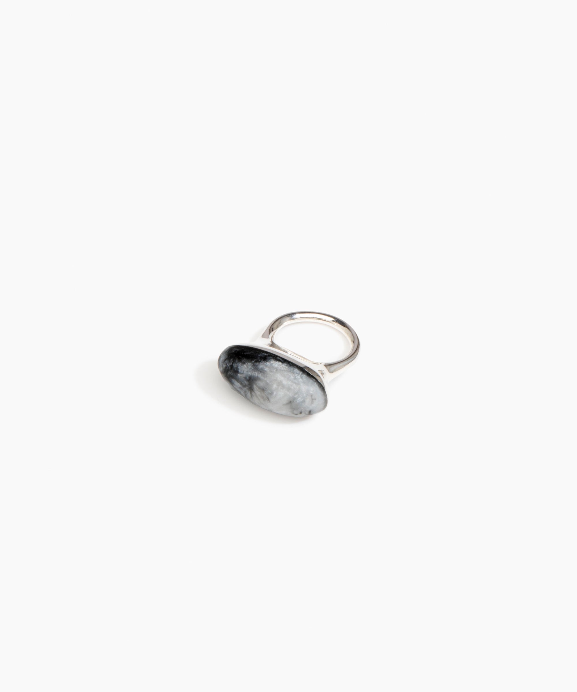Dinosaur Designs Long Watercolour Ring in Slate Colour resin with 925 Sterling Silver Material...