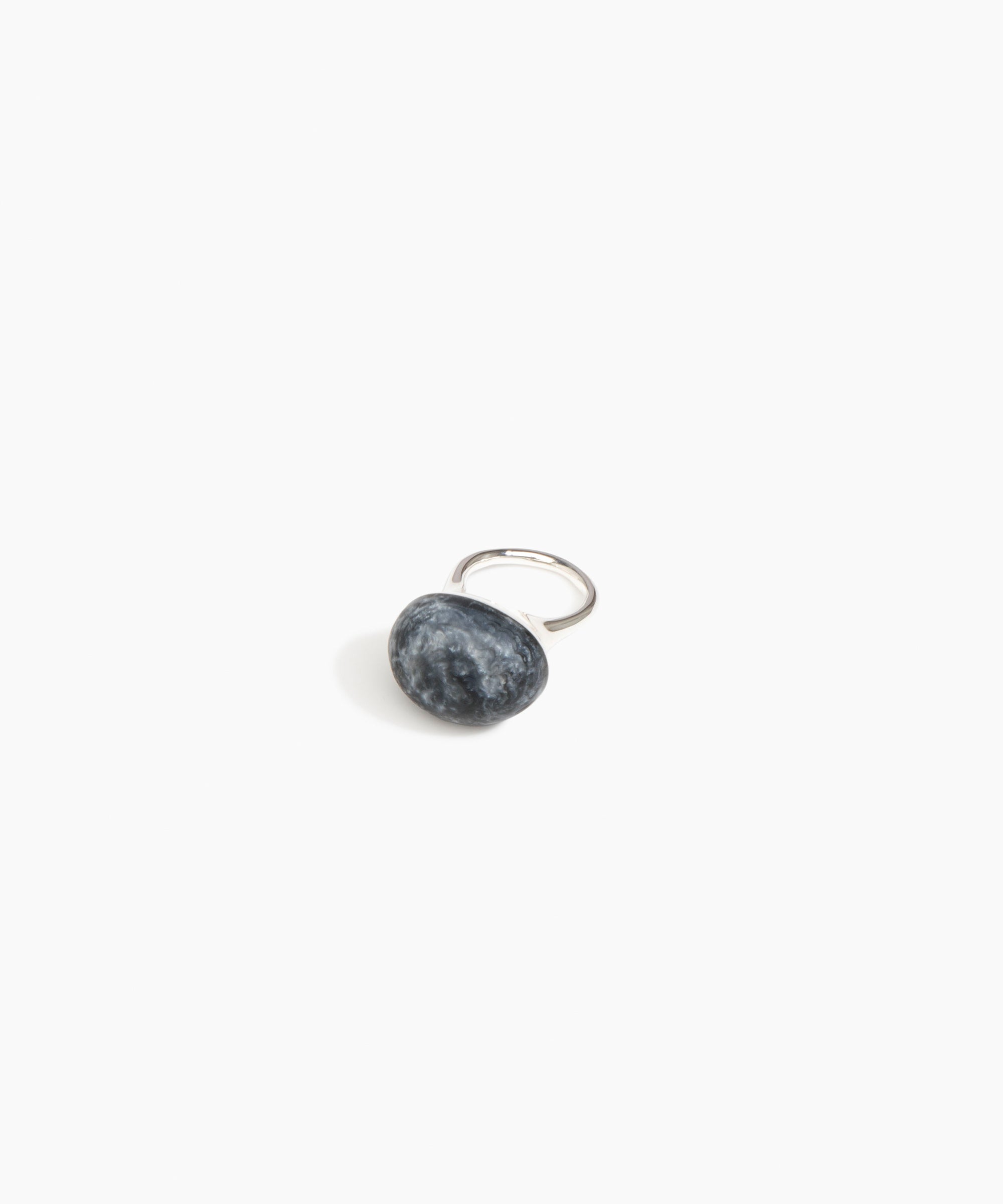 Dinosaur Designs Round Watercolour Ring in Slate Colour resin with 925 Sterling Silver Material..