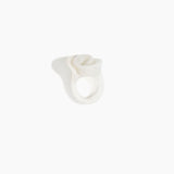 Dinosaur Designs Lily Ring in Chalk Swirl — handcrafted marbled off-white resin ring with sculptural swirled flower