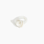 Dinosaur Designs Lily Ring in Chalk Swirl — handcrafted marbled off-white resin ring with sculptural swirled flower