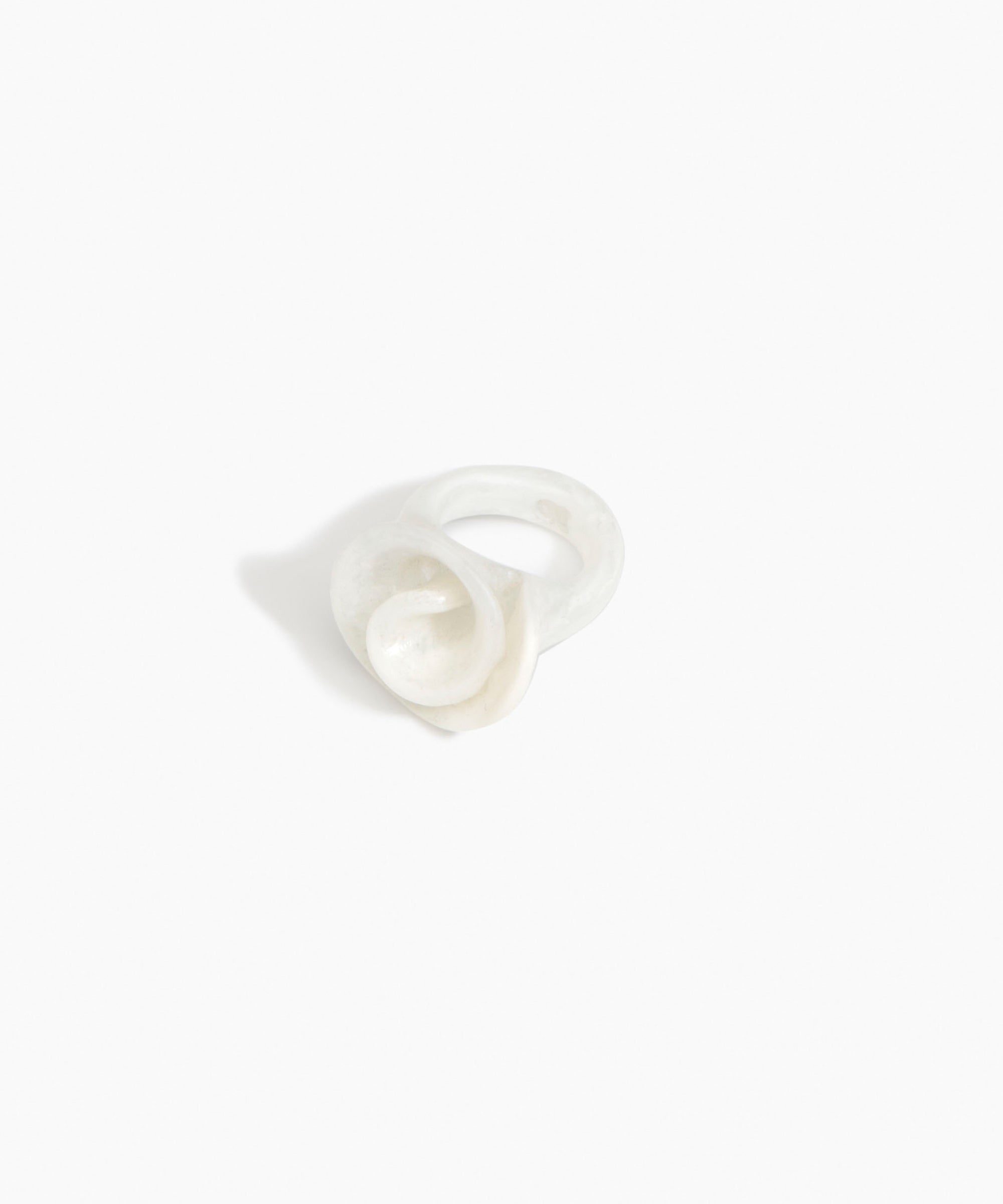 Dinosaur Designs Lily Ring in Chalk Swirl — handcrafted marbled off-white resin ring with sculptural swirled flower
