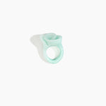 Dinosaur Designs Lily Ring in Mint — handcrafted marbled mint blue resin ring with sculptural swirled flower