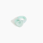 Dinosaur Designs Lily Ring in Mint — handcrafted marbled mint blue resin ring with sculptural swirled flower