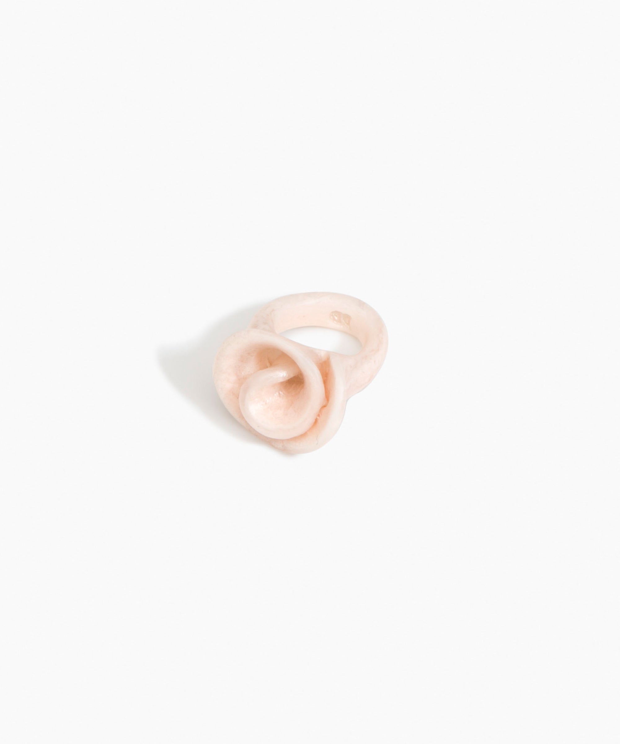 Dinosaur Designs Lily Ring in Rose Swirl — handcrafted marbled dusty pink resin ring with sculptural swirled flower