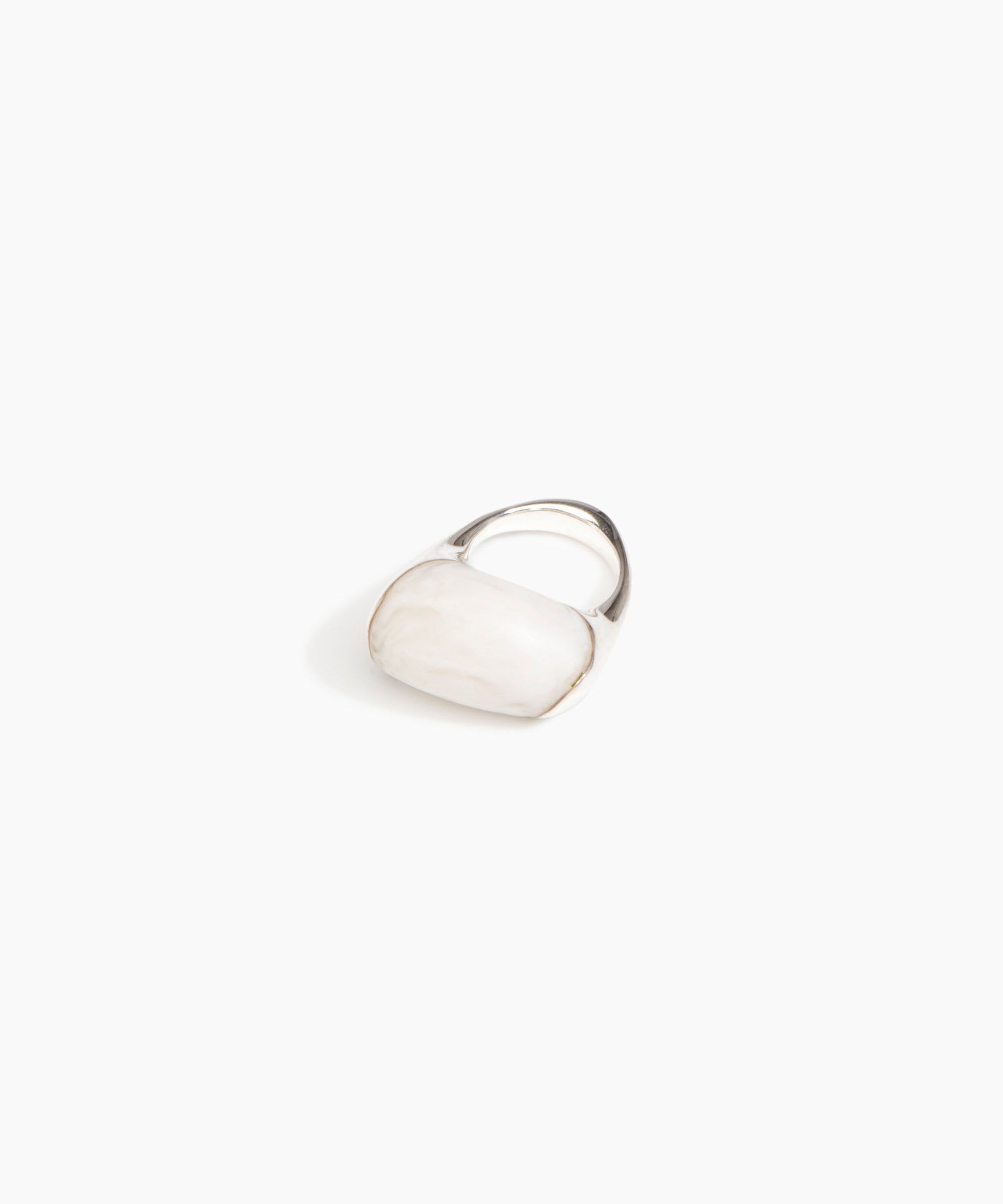 Dinosaur Designs Pebble Duo Ring in Chalk Swirl Colour resin with 925 Sterling Silver Material..