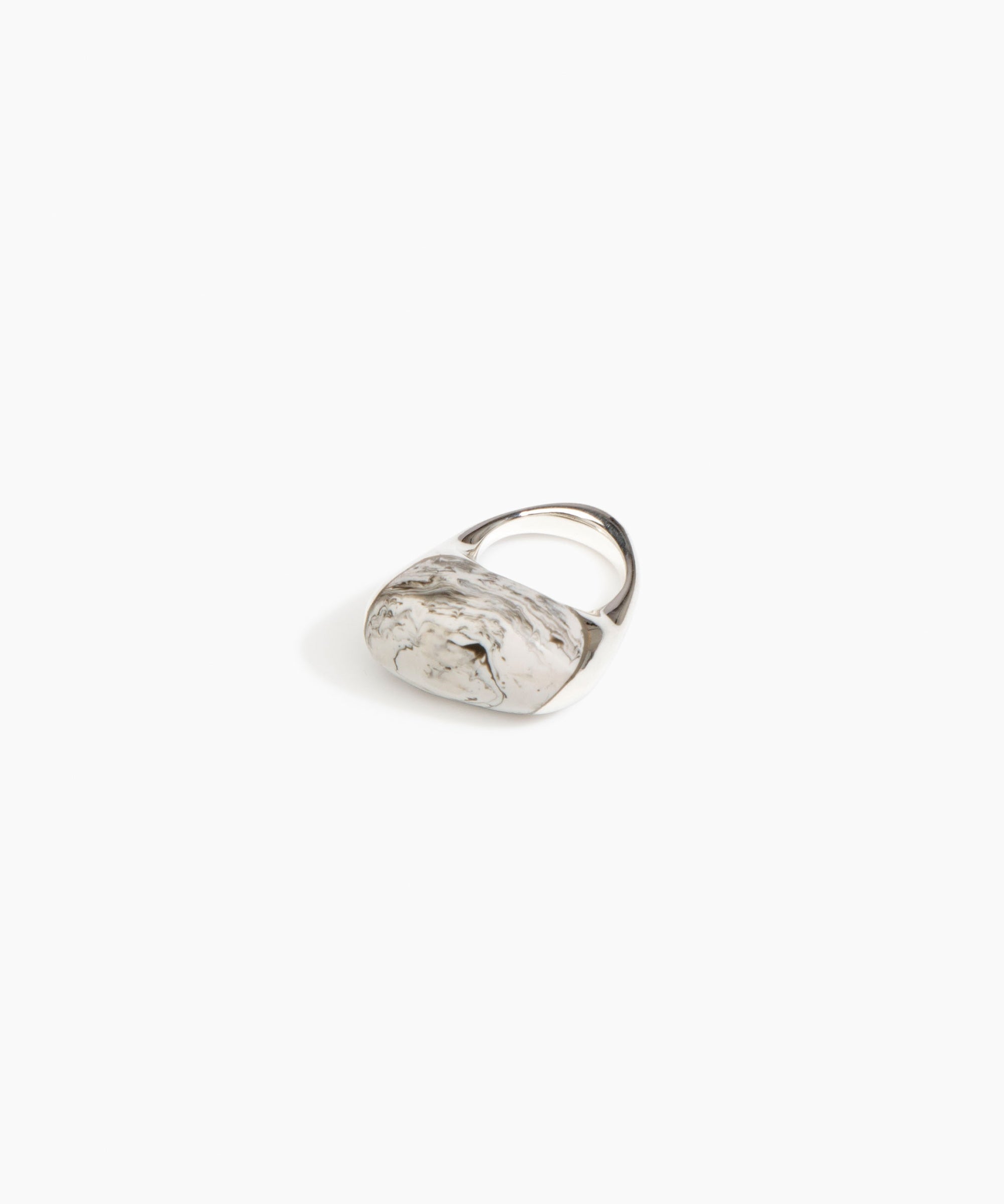 Dinosaur Designs Pebble Duo Ring in Granite Colour resin with 925 Sterling Silver Material..