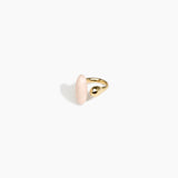 Dinosaur Designs Polished Lotus Ring in Rose Swirl with Brass — marbled dusty pink resin elongated oval ring with  brass band and small brass ball detail