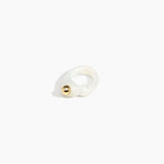 Dinosaur Designs Sprout Dot Ring in Chalk Swirl with Brass — handcrafted marbled off-white resin organic band ring with polished brass bead