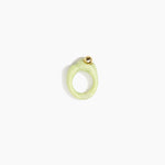 Dinosaur Designs Sprout Dot Ring in Pistachio with Brass — handcrafted marbled pastel green resin organic band ring with polished brass bead