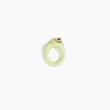 Dinosaur Designs Sprout Dot Ring in Pistachio with Brass — handcrafted marbled pastel green resin organic band ring with polished brass bead