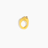 Dinosaur Designs Sprout Dot Ring in Pollen with Brass — handcrafted marbled yellow resin organic band ring with polished brass bead