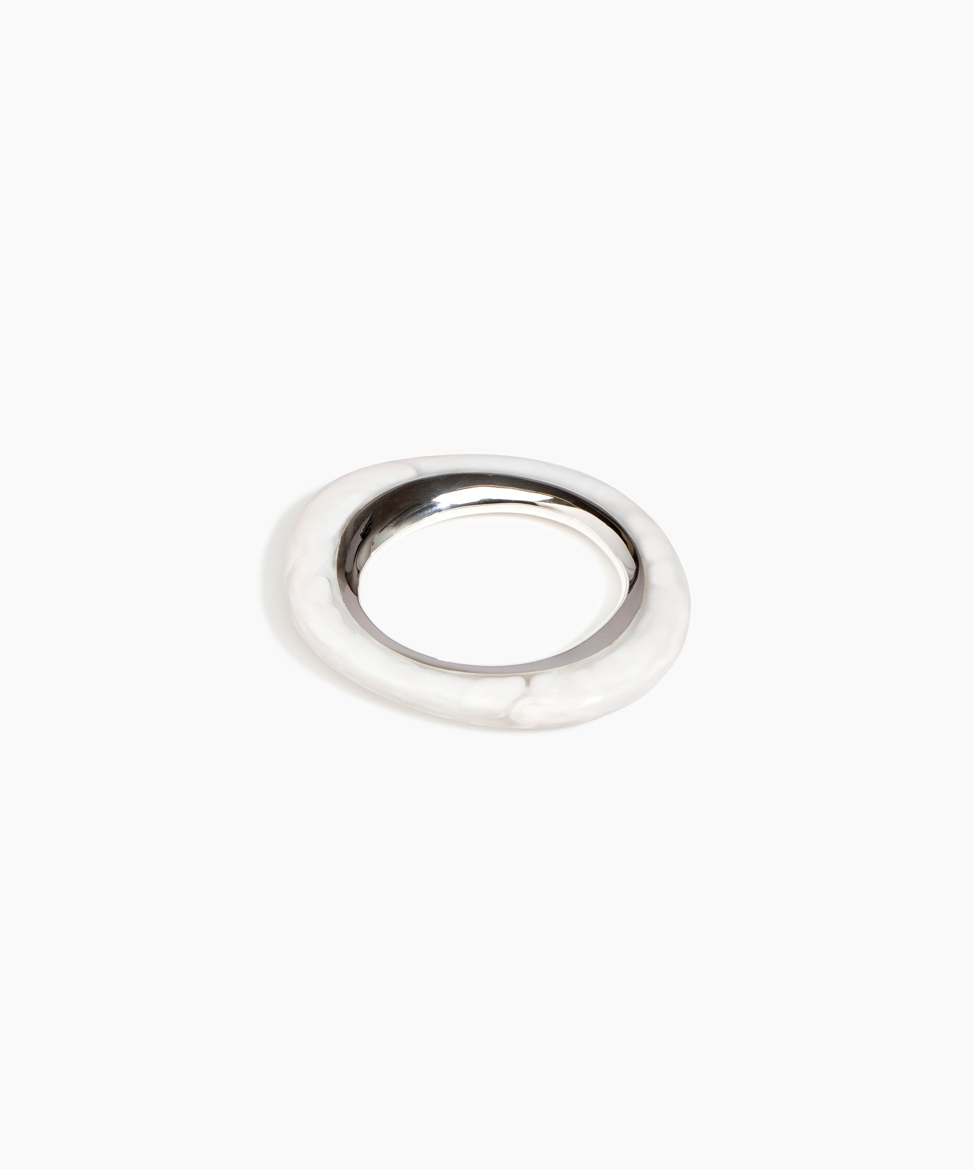 Dinosaur Designs Small Drift Duo Bangle in Chalk Swirl Colour resin with Silver-Plated Brass Material