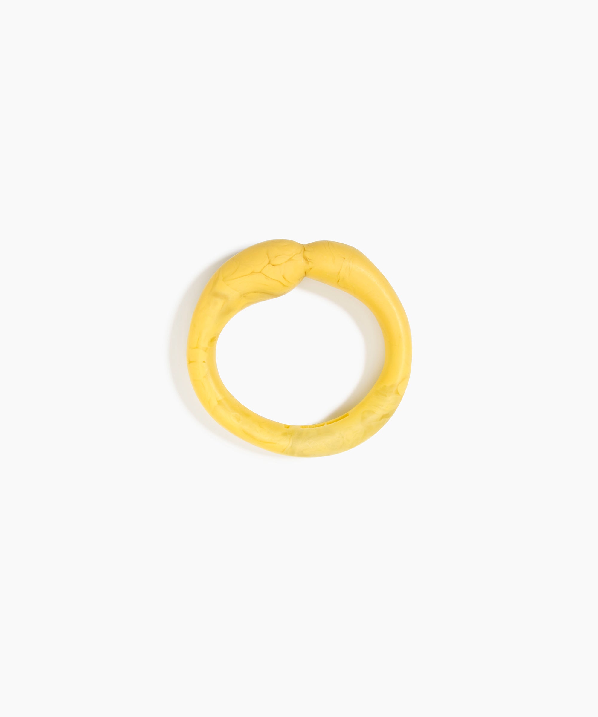 Dinosaur Designs Sprout Bangle in Pollen — handcrafted marbled yellow resin bangle with chunky rounded form