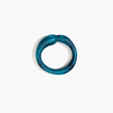 Dinosaur Designs Sprout Bangle in Turquoise — handcrafted marbled teal blue resin bangle with chunky rounded form