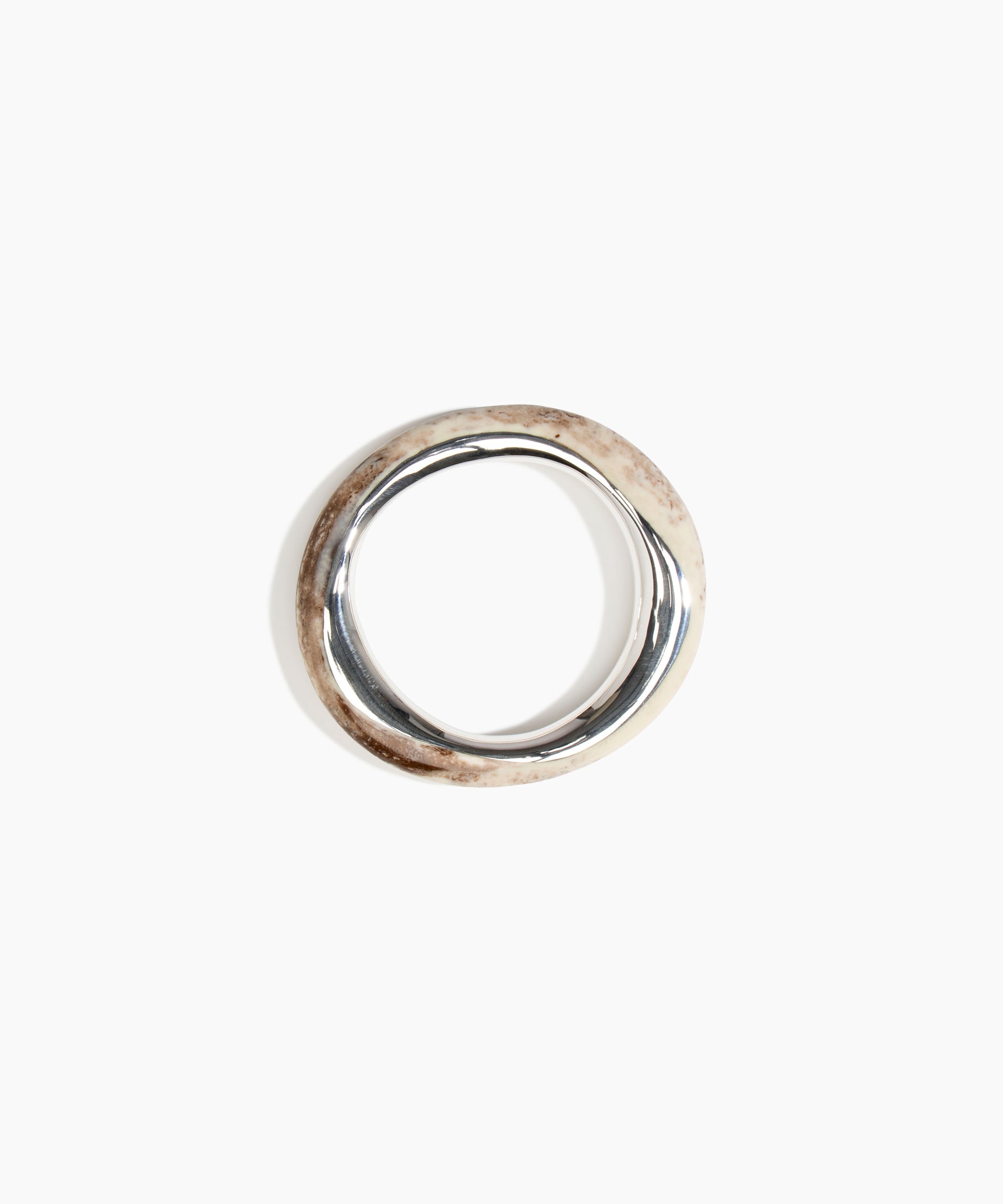 Dinosaur Designs SBRCKDUOWBN Rock Duo Wishbone Bangle SILVER CAPPUCCINO